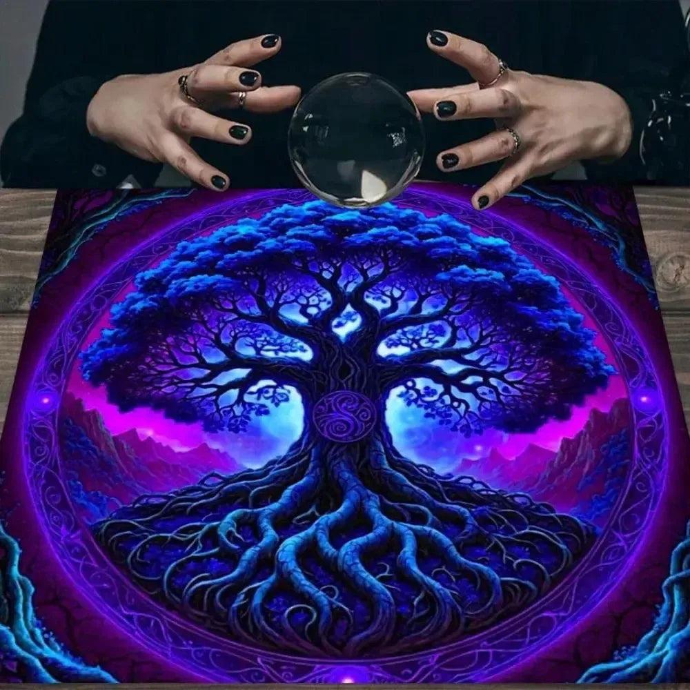 Spiritual Tree of Life Wicca Altar Cloth Mystic Tarot Tablecloth for Divination Pagan Decor-MoonChildWorld