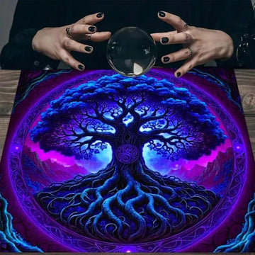 Spiritual Tree of Life Wicca Altar Cloth Mystic Tarot Tablecloth for Divination Pagan Decor-MoonChildWorld