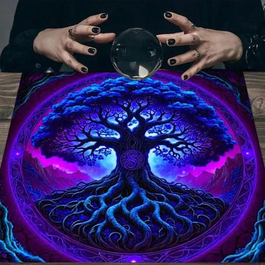 Spiritual Tree of Life Wicca Altar Cloth Mystic Tarot Tablecloth for Divination Pagan Decor-MoonChildWorld