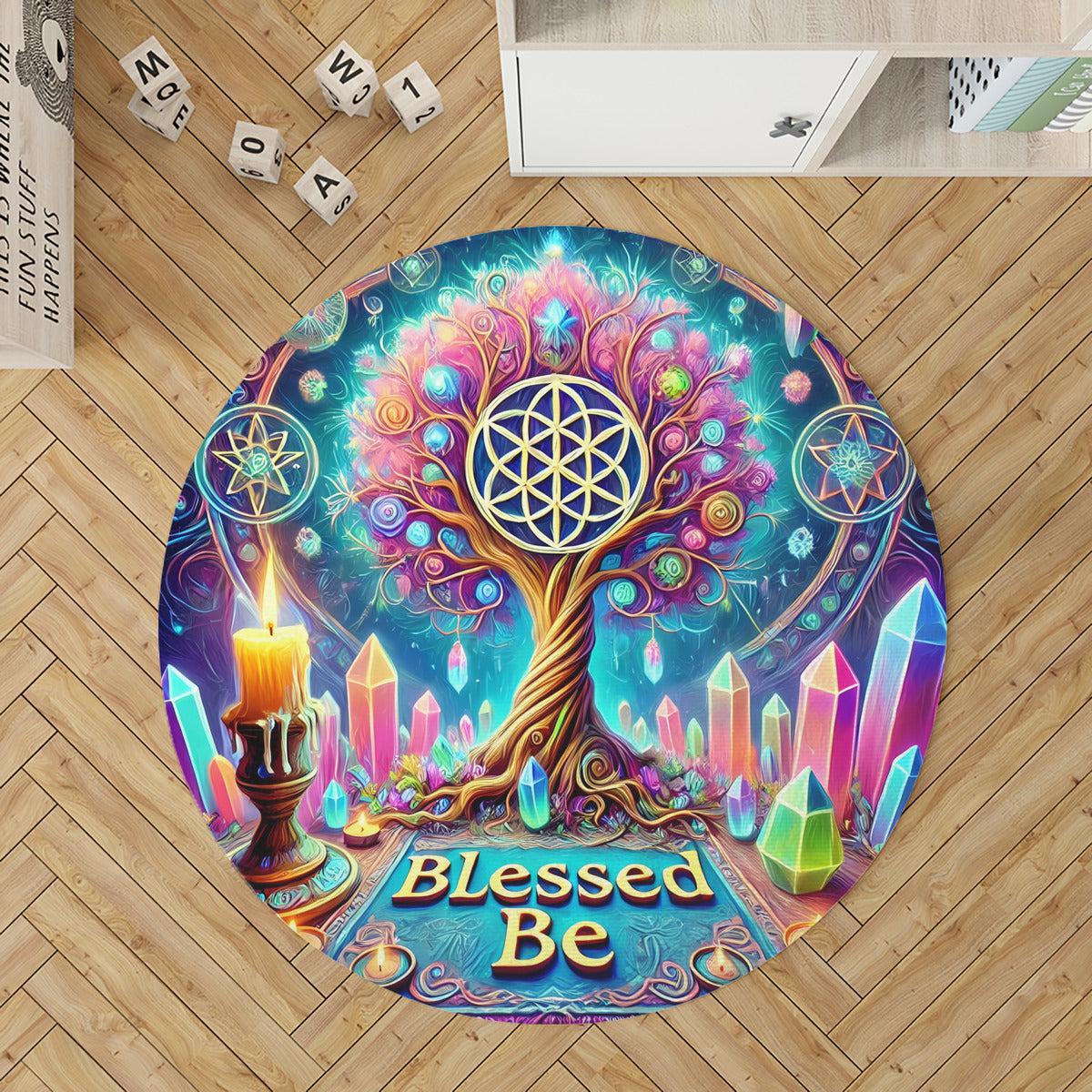 Spiritual Tree of life Round Rug Pagan Tree of life Carpet for Wicca Home Decor-MoonChildWorld