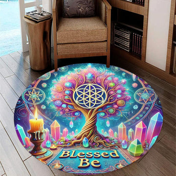 Spiritual Tree of life Round Rug Pagan Tree of life Carpet for Wicca Home Decor-MoonChildWorld