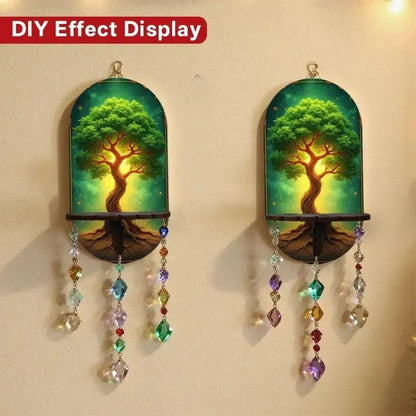 Spiritual Tree of life Wall Shelf for Crystals & Candles – Wooden Pagan Floating Shelf Wicca Altar Decor-MoonChildWorld
