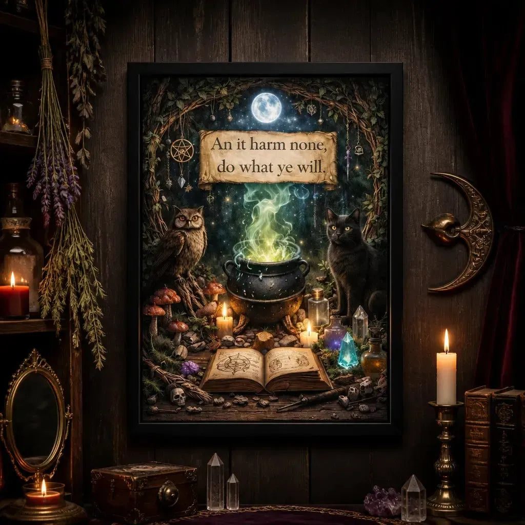 Spiritual Wicca Pagan Art - Black Framed Canvas Wall Print for Occult Witch Home Decor_mockup_2.webp