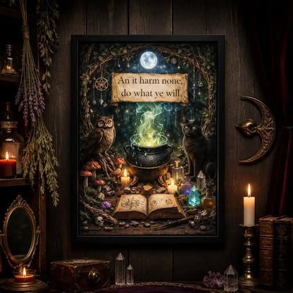 Spiritual Wicca Pagan Art - Black Framed Canvas Wall Print for Occult Witch Home Decor_mockup_2.webp