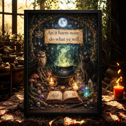 Spiritual Wicca Pagan Art - Black Framed Canvas Wall Print for Occult Witch Home Decor-MoonChildWorld