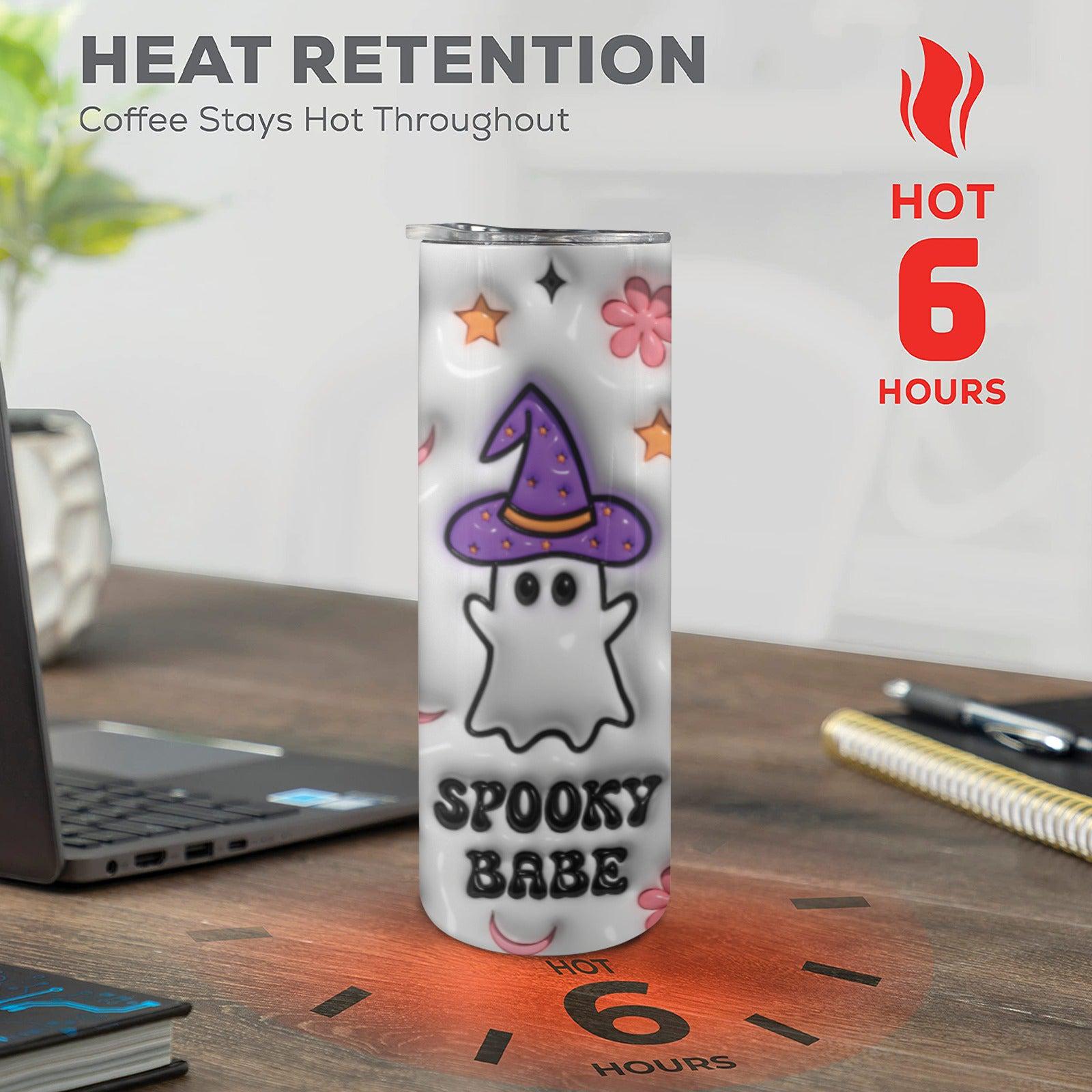 Spooky Babe Halloween Skinny Tumbler with Lid and Straw-MoonChildWorld