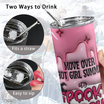 Spooky B*tch Witchy Skinny Tumbler with Lid and Straw-MoonChildWorld