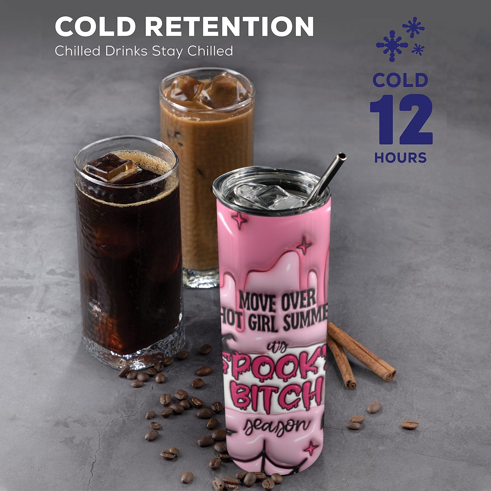 Spooky B*tch Witchy Skinny Tumbler with Lid and Straw-MoonChildWorld