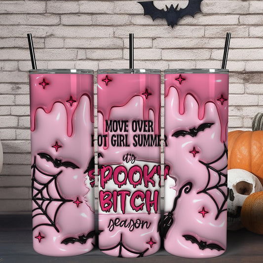 Spooky B*tch Witchy Skinny Tumbler with Lid and Straw-MoonChildWorld