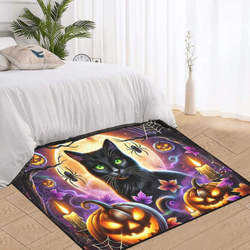 Spooky Cat Area Rug Gothic Black Cat Carpet for Halloween-MoonChildWorld