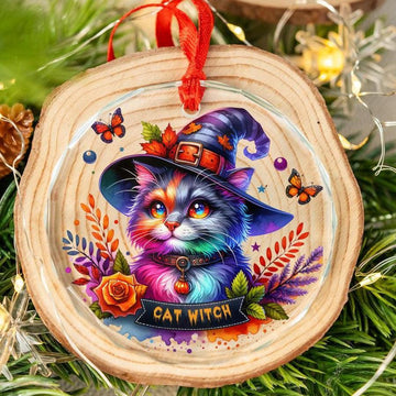 Spooky Cat Glass Ornament Gothic Christmas Tree Ornament-MoonChildWorld