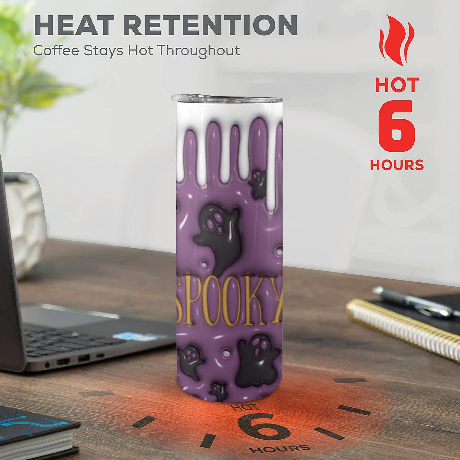 Spooky Ghost Halloween Skinny Tumbler with Lid and Straw-MoonChildWorld