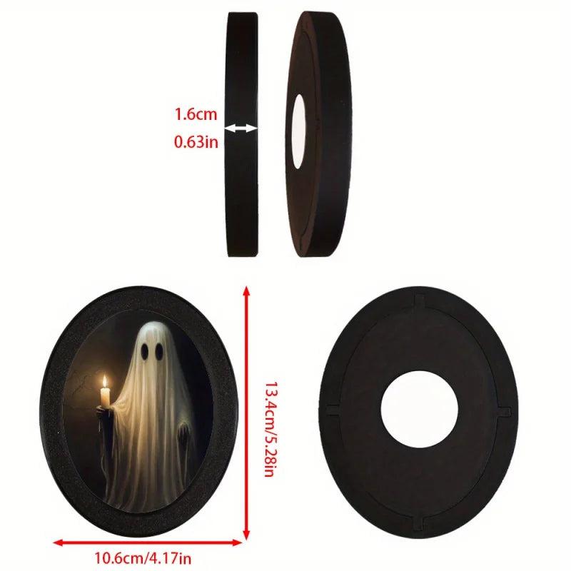 Spooky Ghost Wooden Oval Frame - Gothic Oval Wall Art - Witchy Halloween Wall Decoration-MoonChildWorld