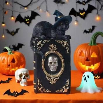 Spooky Halloween Decoration Skeleton Hand Ghostly Resin Book Sculpture-MoonChildWorld