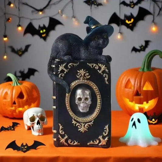 Spooky Halloween Decoration Skeleton Hand Ghostly Resin Book Sculpture-MoonChildWorld