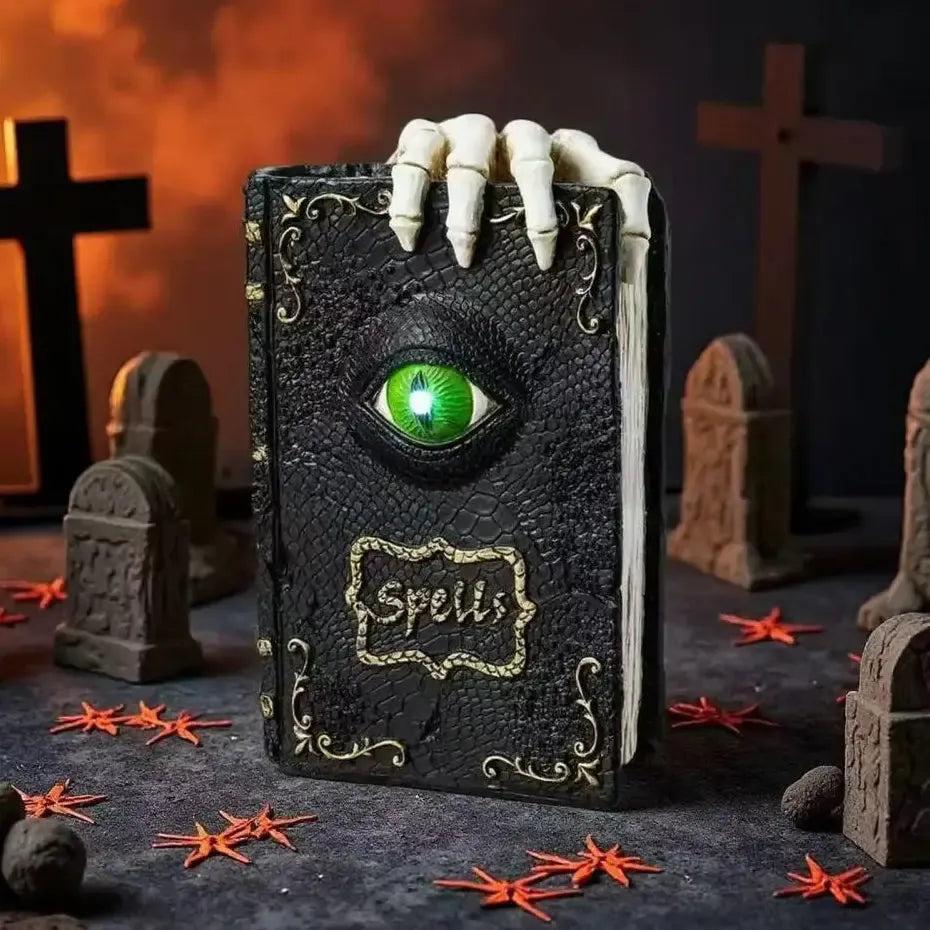 Spooky Halloween Decoration Skeleton Hand Ghostly Resin Book Sculpture-MoonChildWorld