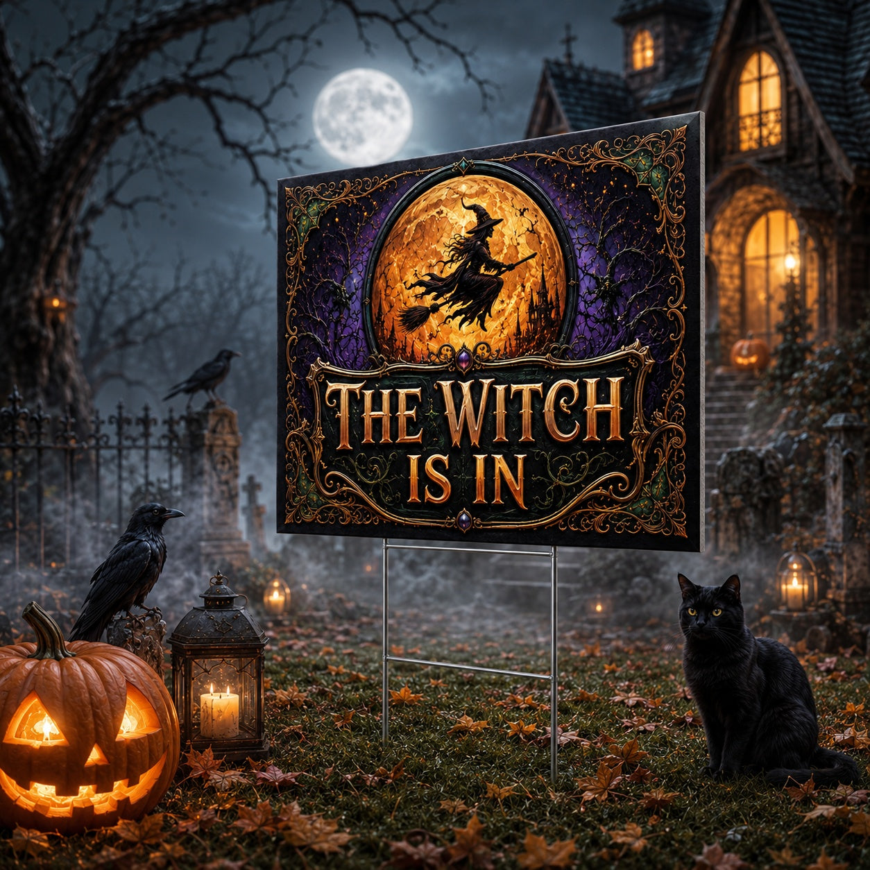 Spooky Halloween, The Witch Is In Yard Sign - garden display