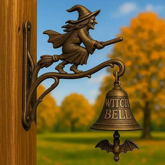 Spooky Halloween Witch Door Bell Vintage Style Shopkeepers Bell Metal Door Chime - Gothic Bell for Witchy Home Front Door-MoonChildWorld