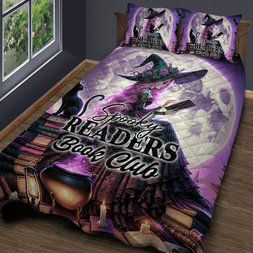 Spooky Readers Witchy Quilt Bedding Set-MoonChildWorld
