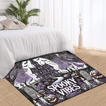 Spooky Vibes Gothic Castle Area Rug Halloween Carpet-MoonChildWorld
