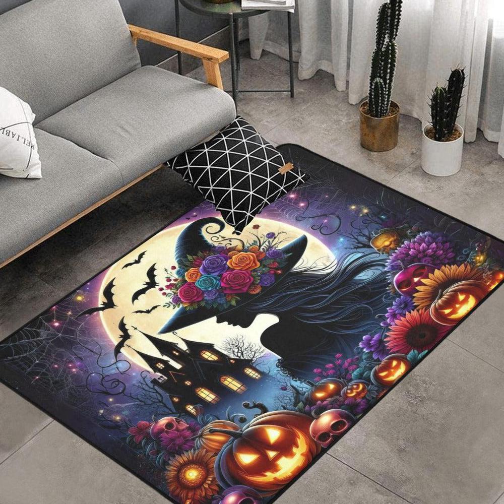 Spooky Witch Area Rug Gothic Castle Carpet for Halloween Decor-MoonChildWorld