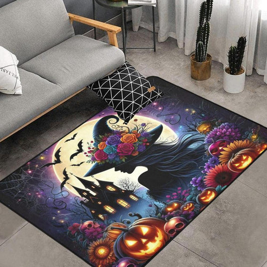Spooky Witch Area Rug Gothic Castle Carpet for Halloween Decor-MoonChildWorld