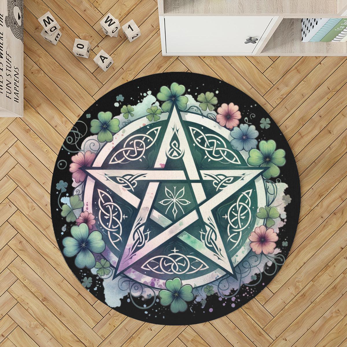 St. Patrick's Day Pentacle Round Rug Pagan Rug-MoonChildWorld
