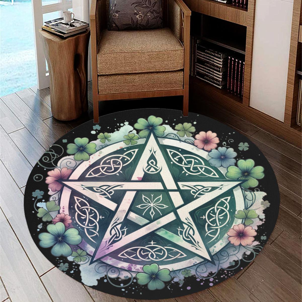 St. Patrick's Day Pentacle Round Rug Pagan Rug-MoonChildWorld