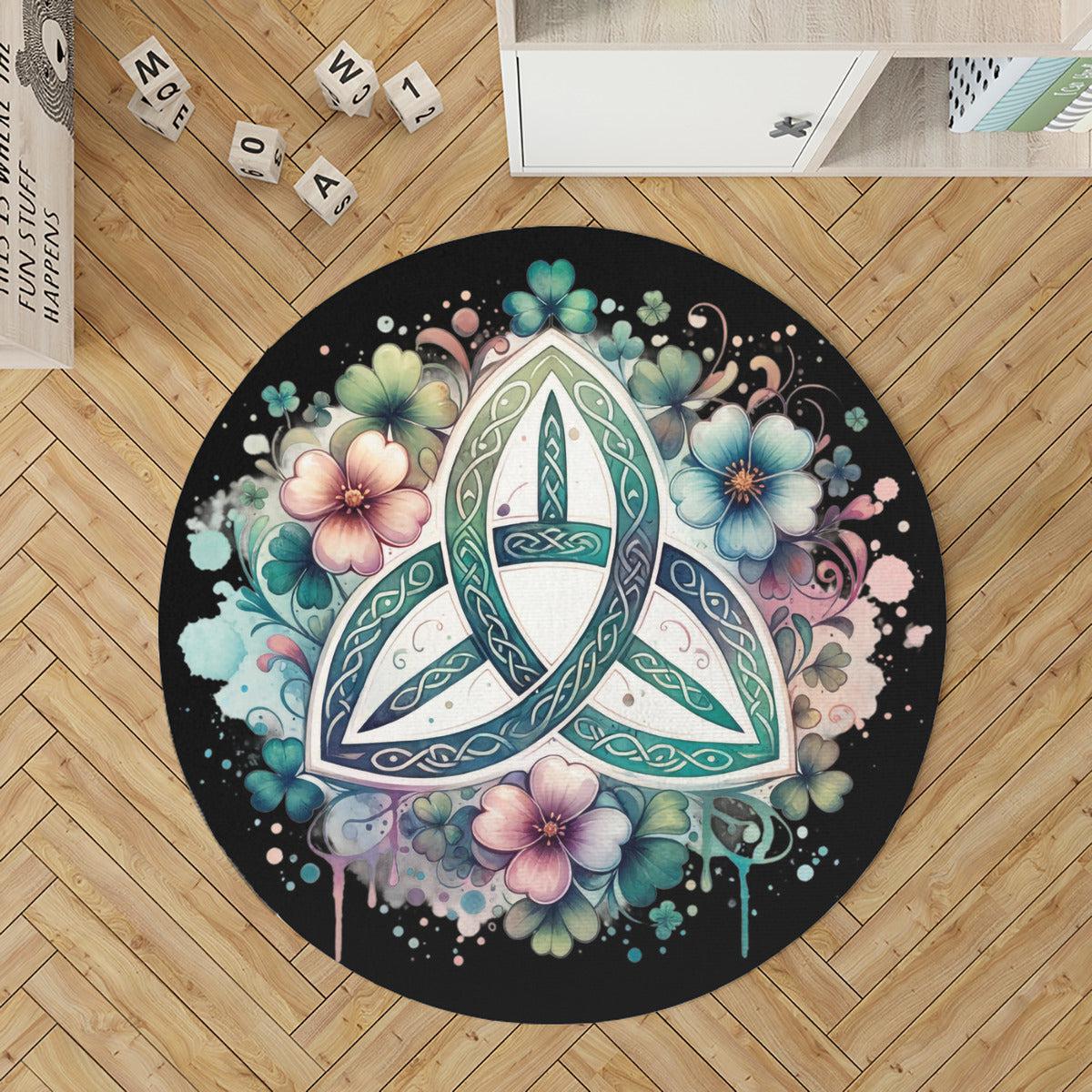 St. Patrick's Day Triquetra Round Rug Pagan Rug-MoonChildWorld