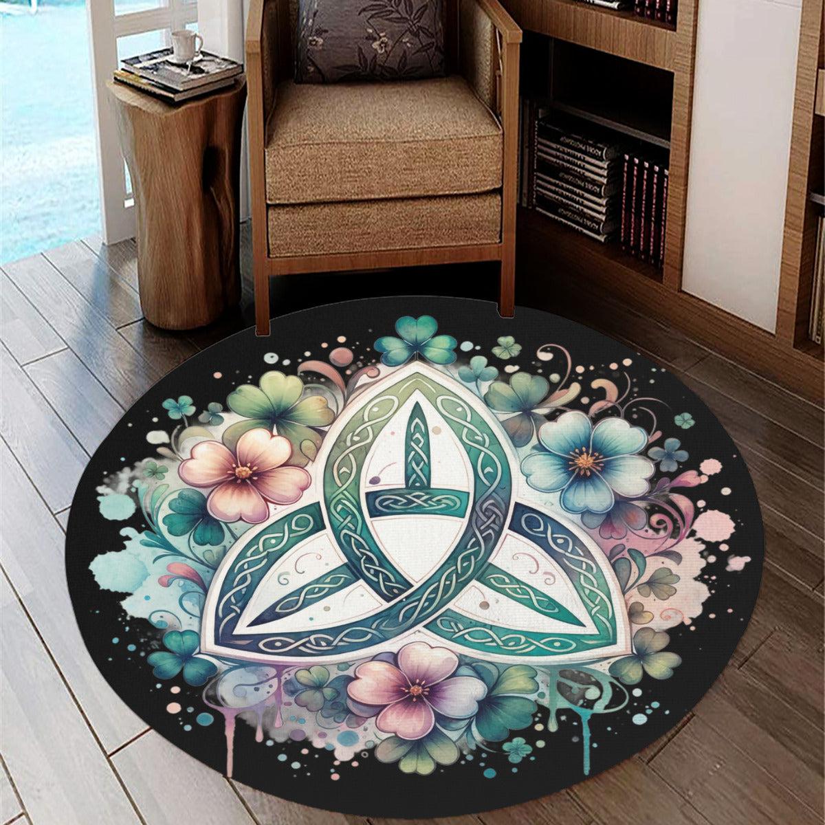 St. Patrick's Day Triquetra Round Rug Pagan Rug-MoonChildWorld
