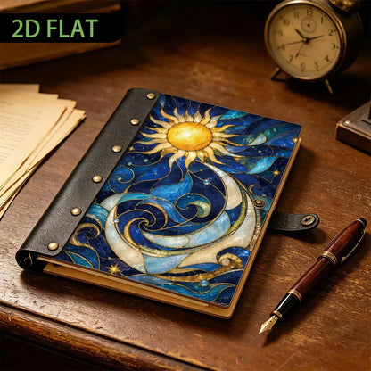Stained Glass Sun Moon Journal - grimoire notebook - MoonChildWorld