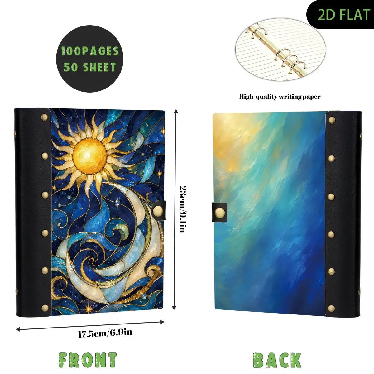 Stained Glass Sun Moon Journal - witchy gifts - MoonChildWorld