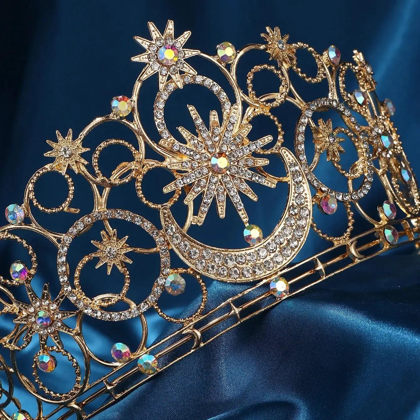 Star Moon Crowns Celestial Goddess Tiaras Wiccan Pagan Hair Accessories-MoonChildWorld