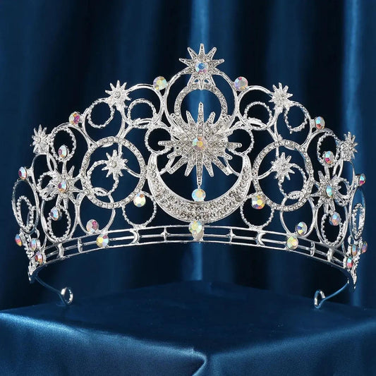 Star Moon Crowns Celestial Goddess Tiaras Wiccan Pagan Hair Accessories-MoonChildWorld