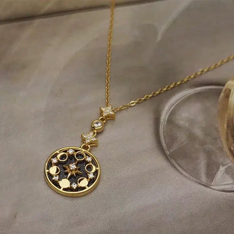 Star Moon Phases Necklace Lunar Moon Necklace-MoonChildWorld
