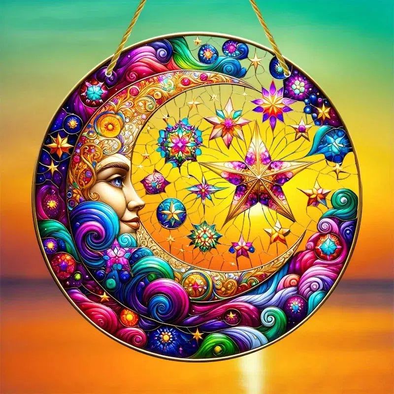 Star Moon Suncatcher Celestial Moon Acrylic Sign-MoonChildWorld