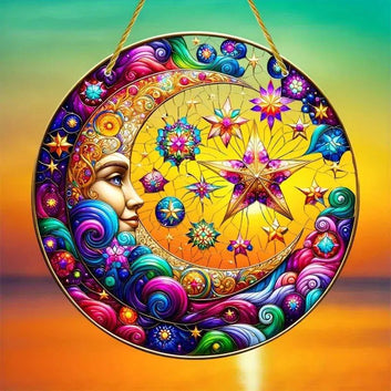 Star Moon Suncatcher Celestial Moon Acrylic Sign-MoonChildWorld