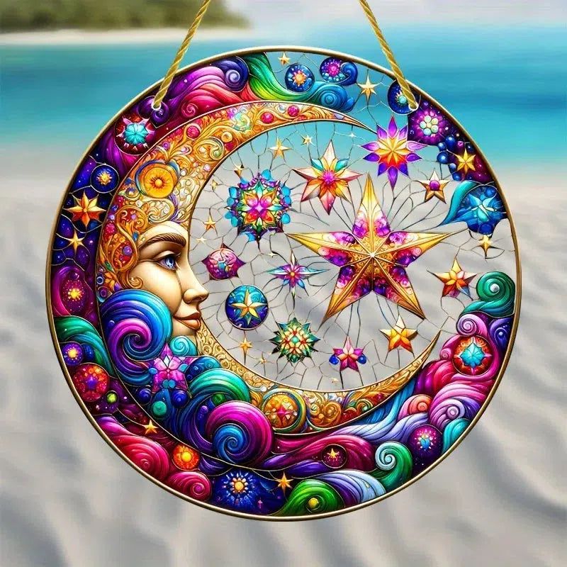 Star Moon Suncatcher Celestial Moon Acrylic Sign-MoonChildWorld