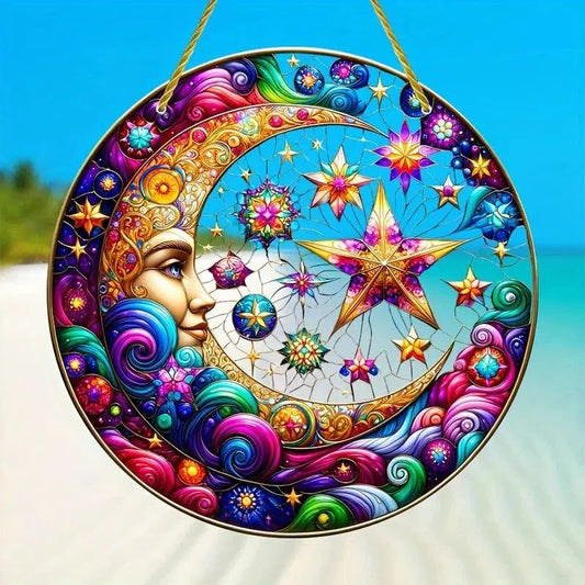 Star Moon Suncatcher Celestial Moon Acrylic Sign-MoonChildWorld