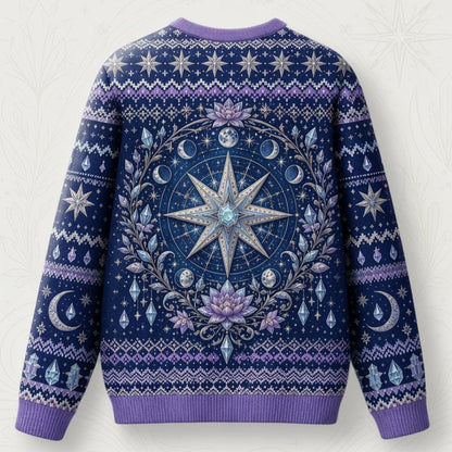 Star Witch Sweater Lotus Moon Phases Periwinkle Knit Jumper back view