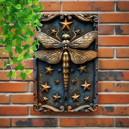 Star and Dragonfly Wall Decor Dragonfly Metal Sign Insect Home Decor-MoonChildWorld