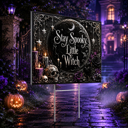 Stay Spooky Halloween Witch Yard Sign - close up detail