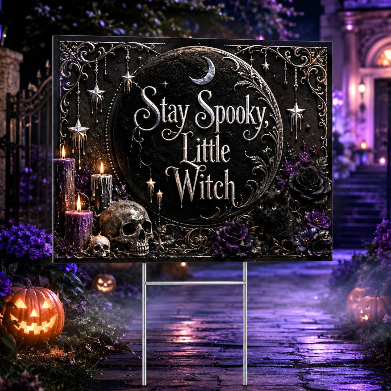 Stay Spooky Halloween Witch Yard Sign - front view