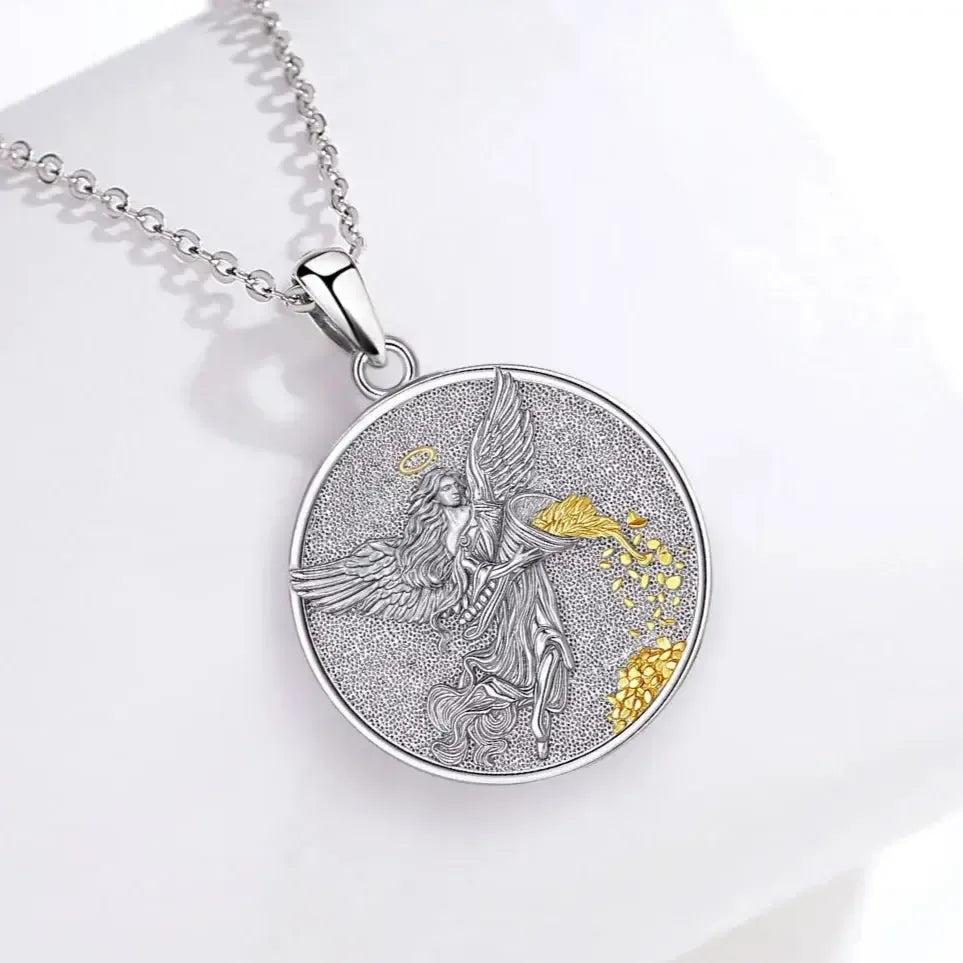Sterling Silver Goddess of Fortune Necklace Goddess Coin Luck Amulet Mythology Jewelry for Pagan-MoonChildWorld