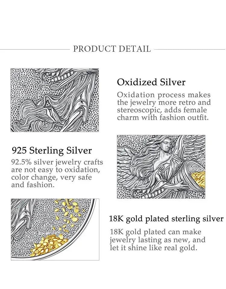 Sterling Silver Goddess of Fortune Necklace Goddess Coin Luck Amulet Mythology Jewelry for Pagan-MoonChildWorld
