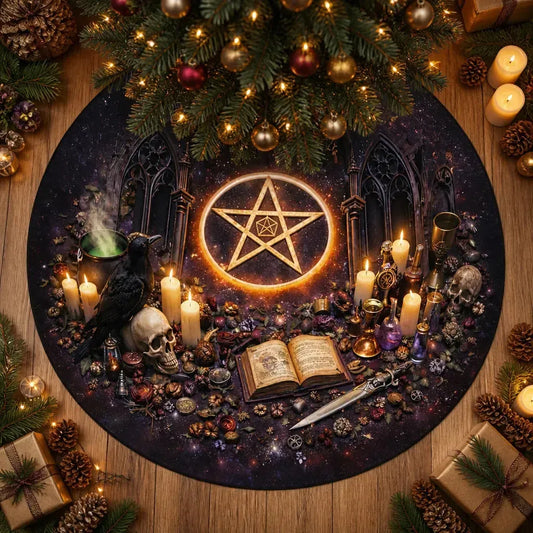 Celtic Pentagram Yule Tree Skirt – Pagan Witchy Gothic Decor_mockup_1.webp