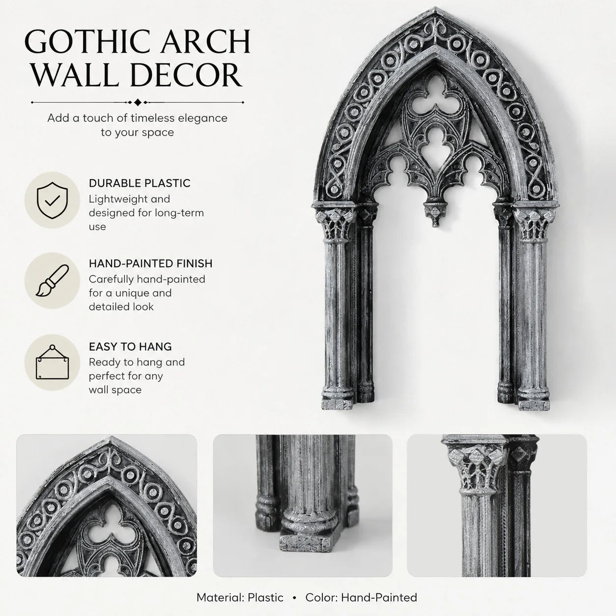 Church window wall decor – hollow carved relief side view