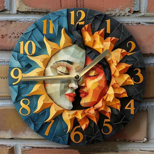 Sun And Moon Wall Clock Celestial Goddess Clock for Wicca Home Decor-MoonChildWorld