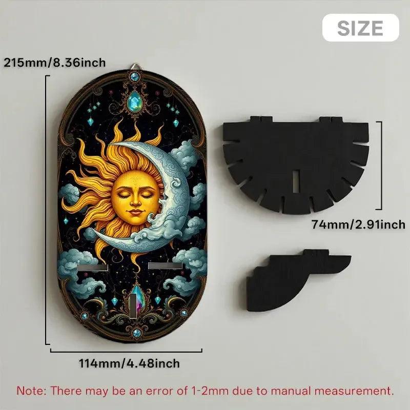 Sun And Moon Wall Shelf for Crystals & Candles – Wooden Celestial Floating Shelf Pagan Altar Decor-MoonChildWorld