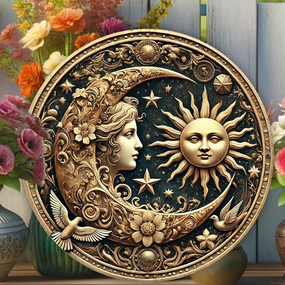 Sun And Moon Wicca Metal Sign-MoonChildWorld